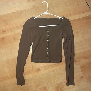 Brandy Melville/Pacsun Brown Long Sleeve button up